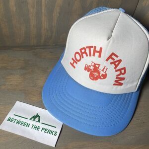 R.O.C Vintage Horth Farm Trucker SnapBack Hat Blue White Cap Snap Back Adjustabl